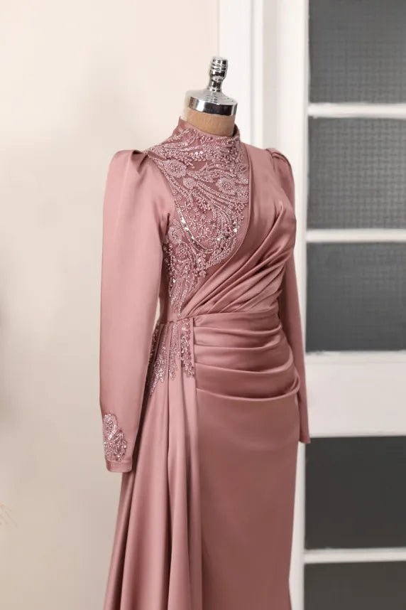 Monica Tesettür Abiye - FioraofDress - tesettur - abiye - Gül Kurusu - 38 - hijab - evening - dress
