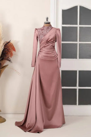 Monica Tesettür Abiye - FioraofDress - tesettur - abiye - Gül Kurusu - 38 - hijab - evening - dress