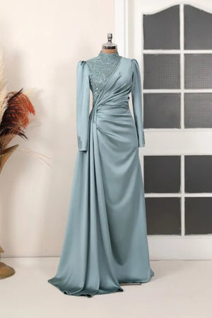 Monica Tesettür Abiye - FioraofDress - tesettur - abiye - mint - 38 - hijab - evening - dress