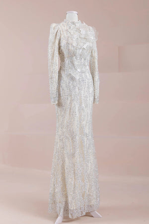 Najma Tesettür Abiye - FioraofDress - tesettur - abiye - krem - 36 - hijab - evening - dress