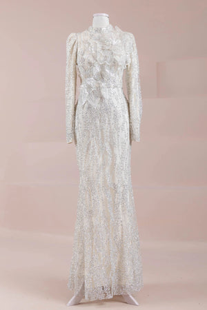 Najma Tesettür Abiye - FioraofDress - tesettur - abiye - krem - 36 - hijab - evening - dress