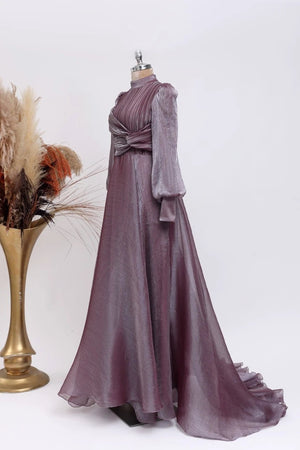 Naz Abiye - FioraofDress - tesettur - abiye - 38 - Mürdüm - hijab - evening - dress