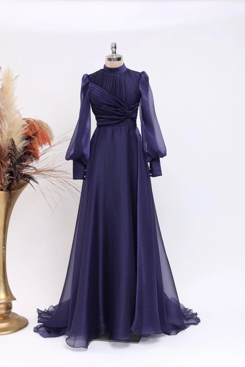 Naz Abiye - FioraofDress - tesettur - abiye - 38 - lacivert - hijab - evening - dress