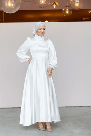 Neck Tesettür Abiye - FioraofDress - tesettur - abiye - 46 - Beyaz - hijab - evening - dress