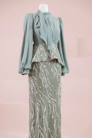 Nisa Tesettür Abiye - FioraofDress - tesettur - abiye - YAĞ YEŞİLİ - 38 - hijab - evening - dress