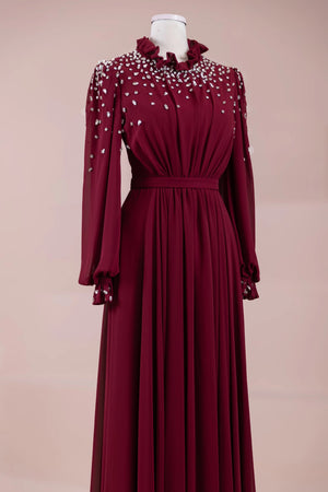 Nova Teseetür Abiye - FioraofDress - tesettur - abiye - BORDO - 38 - hijab - evening - dress