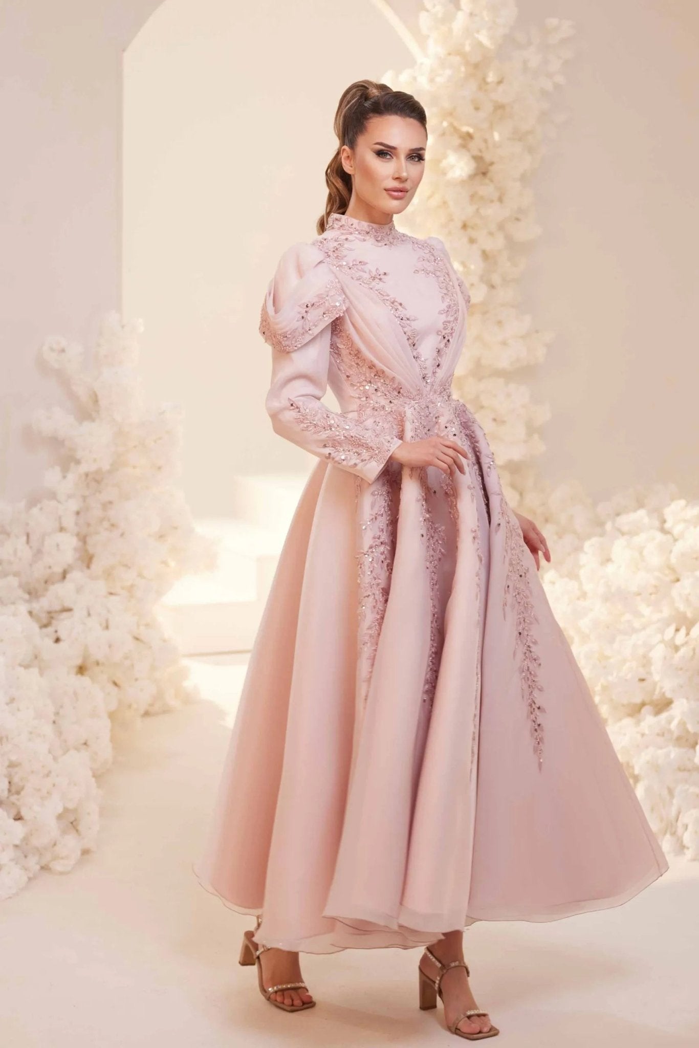 Queen Tesettür Abiye - FioraofDress - tesettur - abiye - Pudra - 38 - hijab - evening - dress