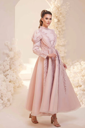 Queen Tesettür Abiye - FioraofDress - tesettur - abiye - Pudra - 38 - hijab - evening - dress