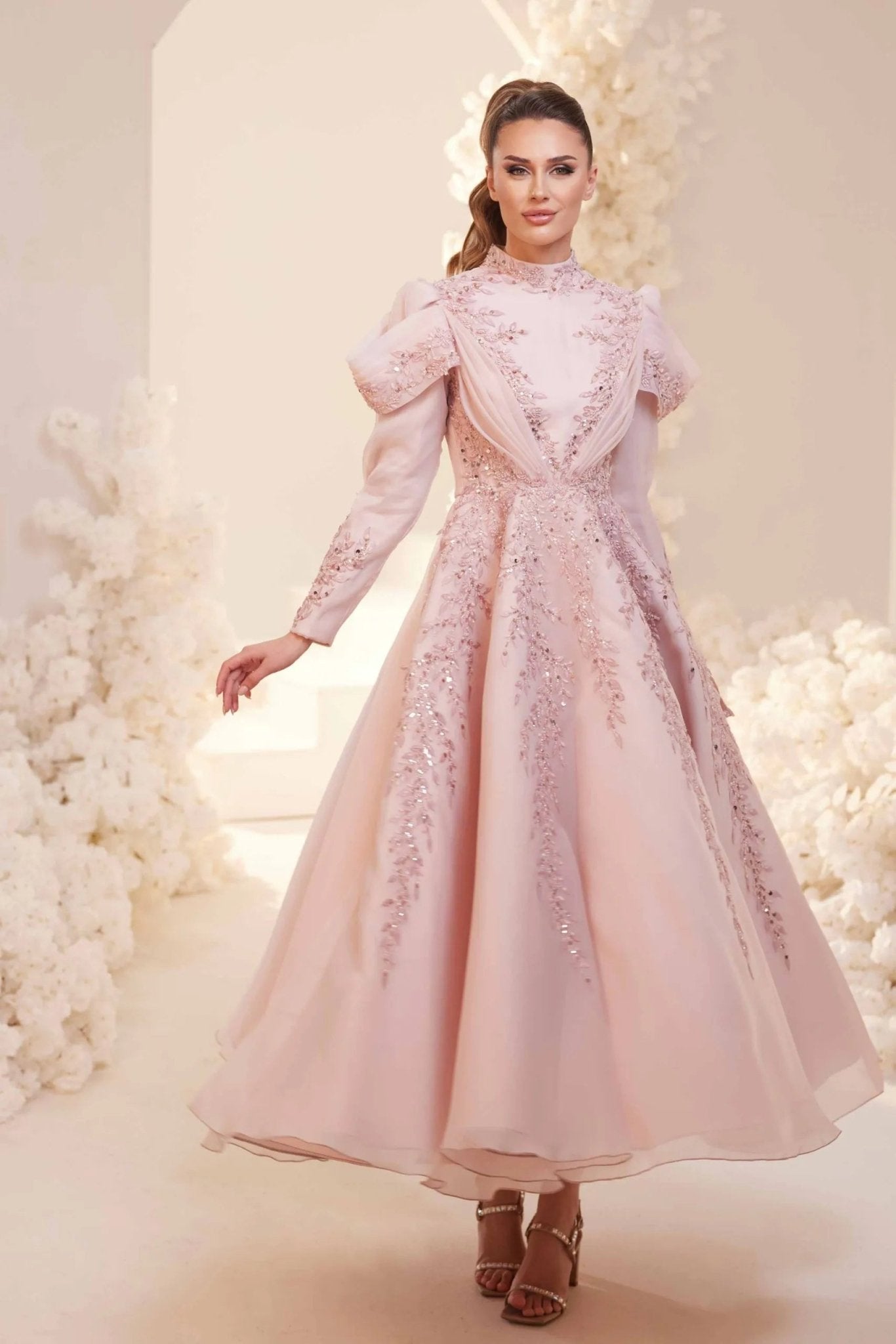 Queen Tesettür Abiye - FioraofDress - tesettur - abiye - Pudra - 38 - hijab - evening - dress