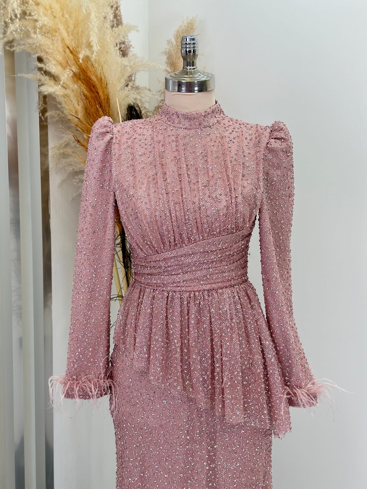 Rachelle Tesettür Abiye - FioraofDress - tesettur - abiye - Pudra - 38 - hijab - evening - dress