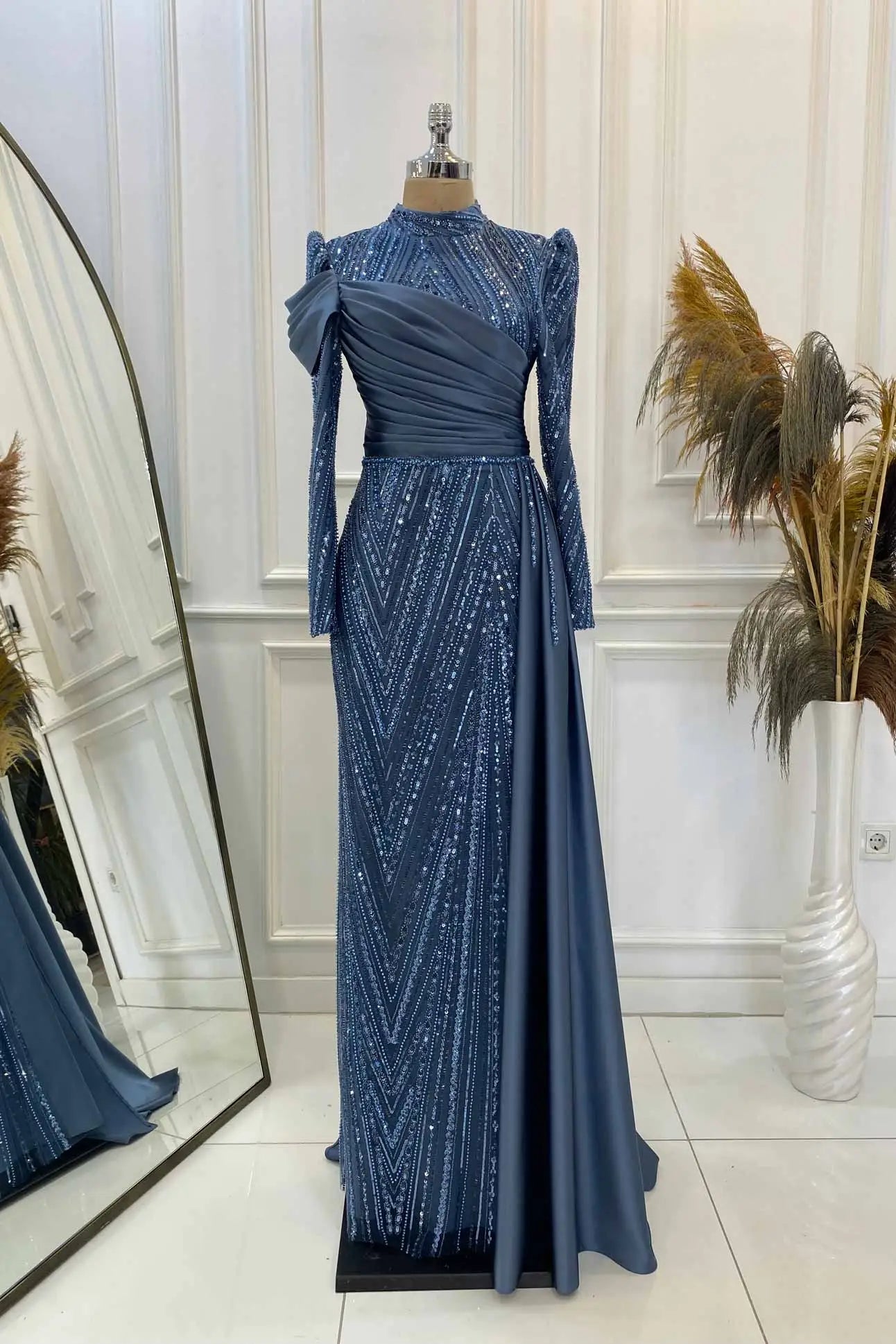 Raissa Tesettür Abiye - FioraofDress - tesettur - abiye - İNDİGO - 38 - hijab - evening - dress