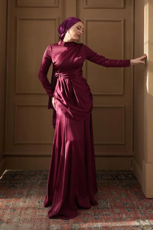 Rana Taşlı Tesettür Abiye - FioraofDress - tesettur - abiye - 36 - Mürdüm - hijab - evening - dress