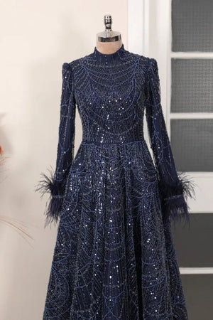 Rosalin Tesettür Abiye - FioraofDress - tesettur - abiye - lacivert - 36 - hijab - evening - dress