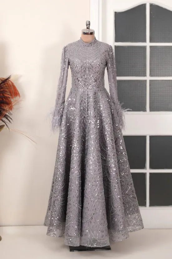 Rosalin Tesettür Abiye - FioraofDress - tesettur - abiye - gri - 36 - hijab - evening - dress