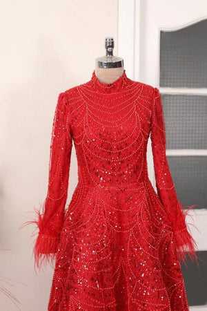 Rosalin Tesettür Abiye - FioraofDress - tesettur - abiye - Kırmızı - 36 - hijab - evening - dress