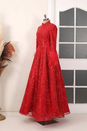Rosalin Tesettür Abiye - FioraofDress - tesettur - abiye - Kırmızı - 36 - hijab - evening - dress