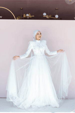 Rosette Tesettür Abiye - FioraofDress - tesettur - abiye - 42 - Beyaz - hijab - evening - dress
