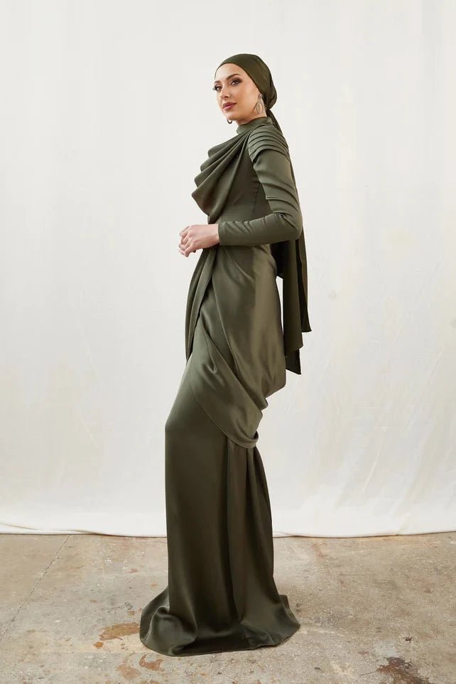 Sanem Haki Tesettür Abiye - FioraofDress - tesettur - abiye - 44 - haki - hijab - evening - dress