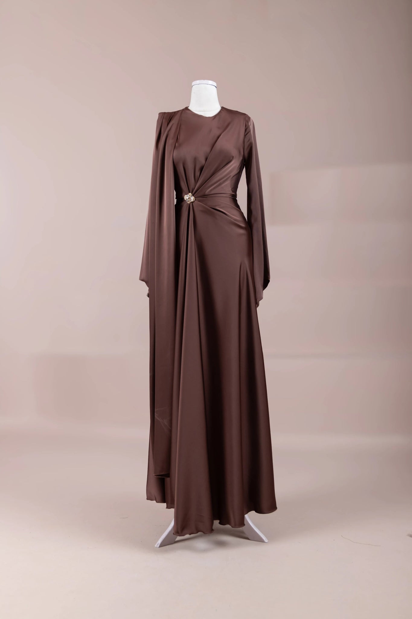 Satenya Tesettür Abiye - FioraofDress - tesettur - abiye - Kahve - 38 - hijab - evening - dress