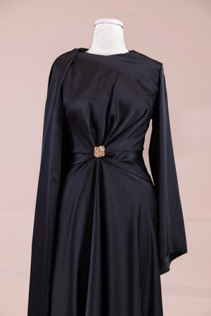 Satenya Tesettür Abiye - FioraofDress - tesettur - abiye - Siyahh - 38 - hijab - evening - dress