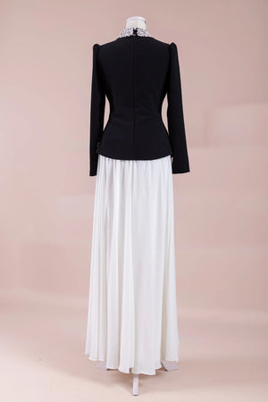 Selva Tesettür Abiye - FioraofDress - tesettur - abiye - Siyah Beyaz - 38 - hijab - evening - dress