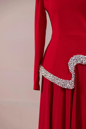 Selva Tesettür Abiye - FioraofDress - tesettur - abiye - Kırmızı - 38 - hijab - evening - dress