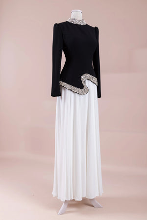 Selva Tesettür Abiye - FioraofDress - tesettur - abiye - Siyah Beyaz - 38 - hijab - evening - dress