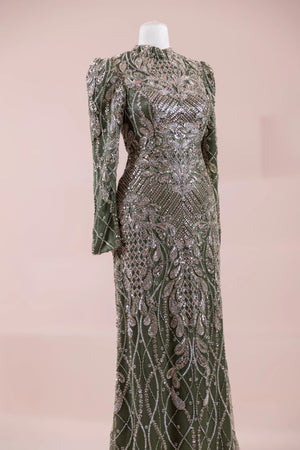 Sena Tesettür Abiye - FioraofDress - tesettur - abiye - haki - 38 - hijab - evening - dress