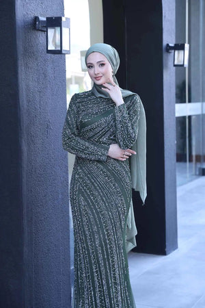 Senna Tesettür Abiye - FioraofDress - tesettur - abiye - 38 - haki - hijab - evening - dress