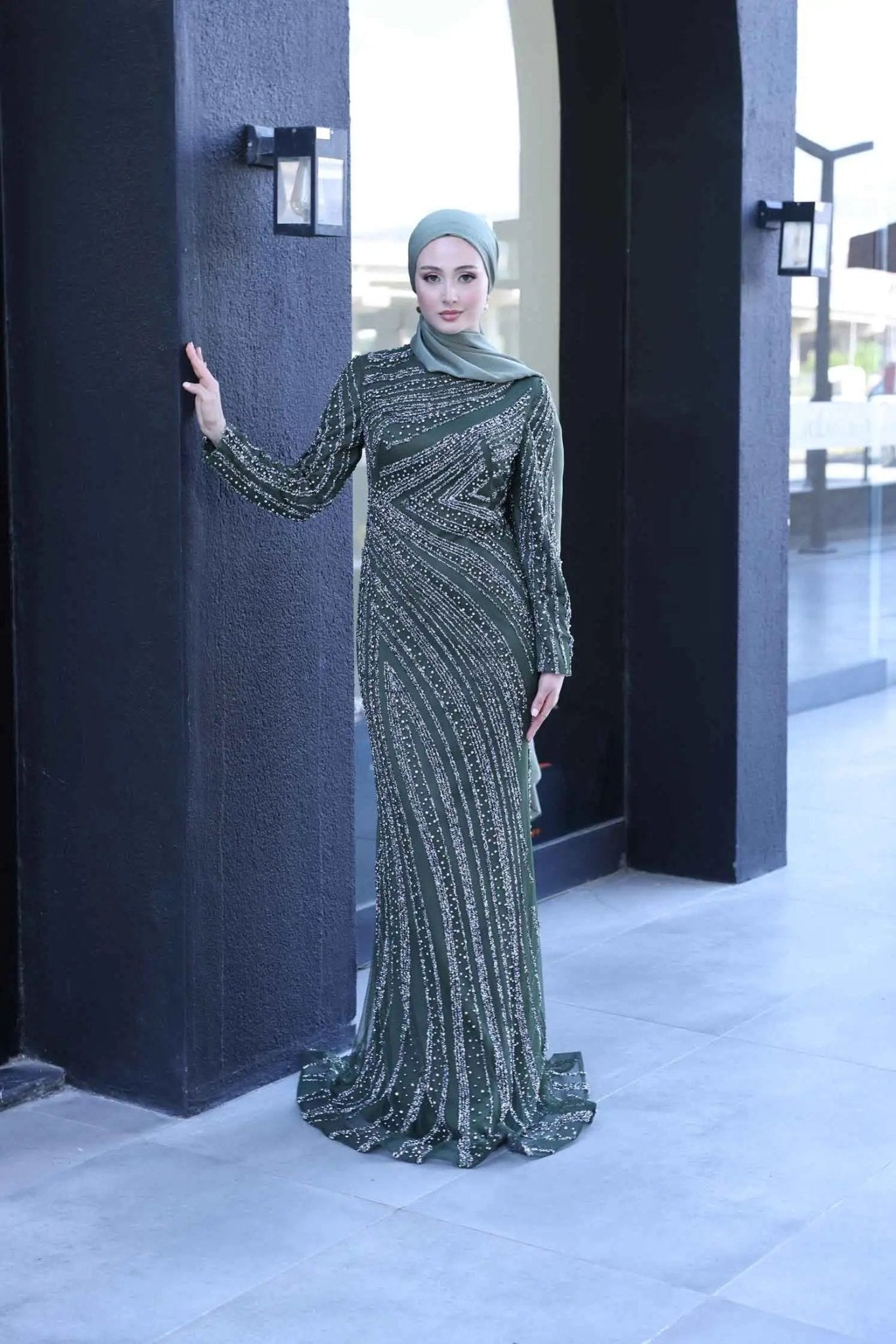 Senna Tesettür Abiye - FioraofDress - tesettur - abiye - 38 - haki - hijab - evening - dress