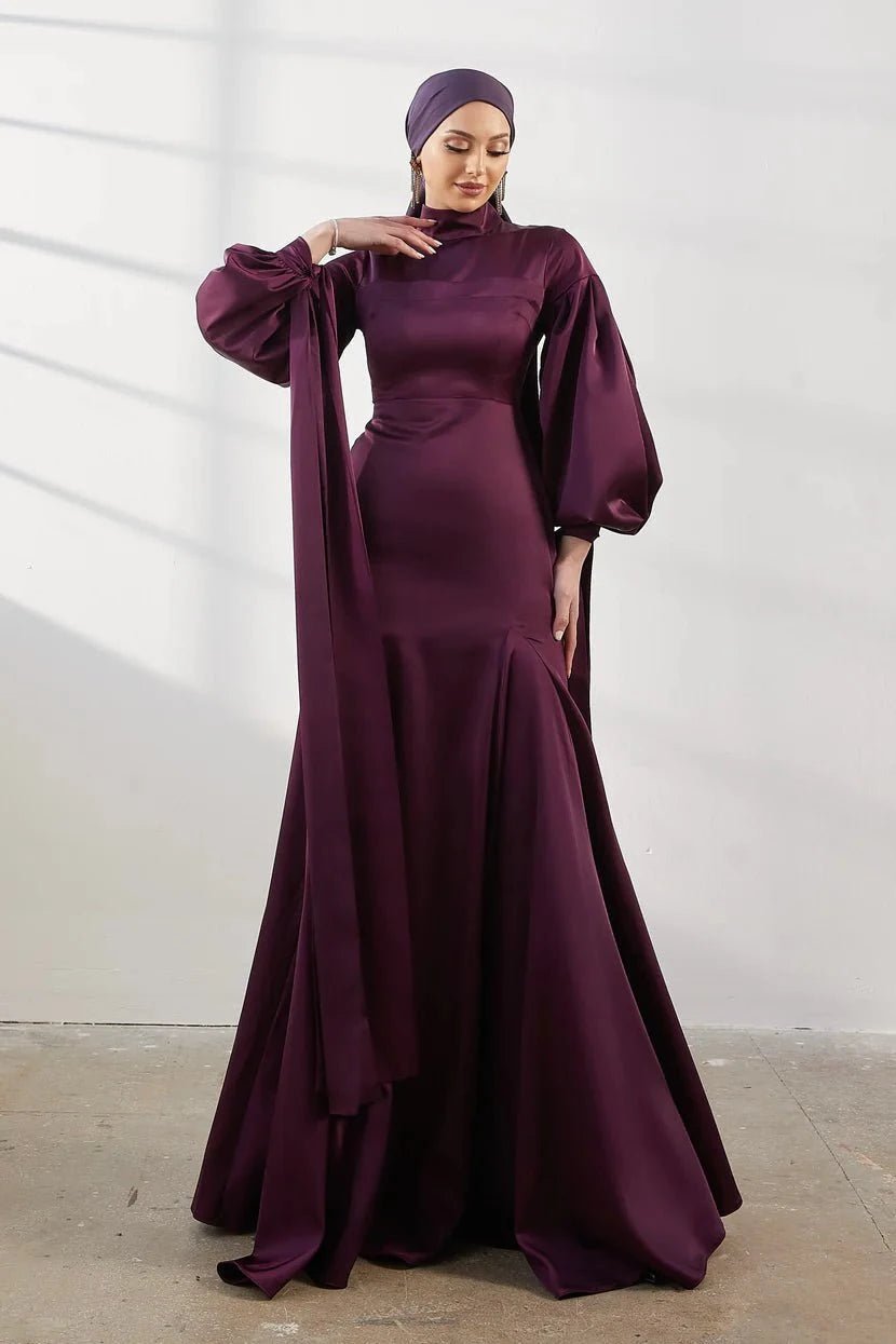 Serenay Taşlı Tesettür Abiye - FioraofDress - tesettur - abiye - 42 - Mürdüm - hijab - evening - dress