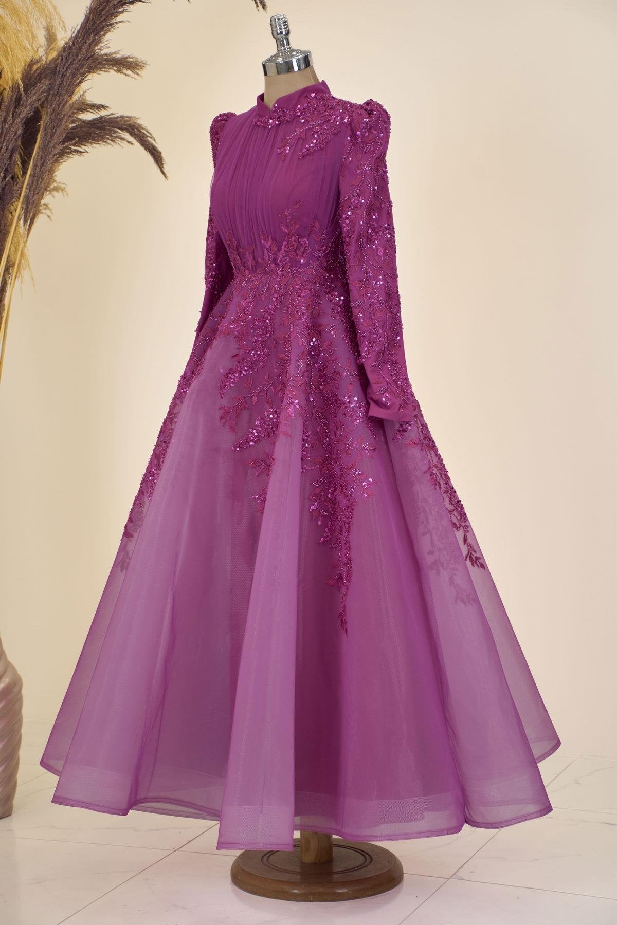 Serra Tesettür Abiye - FioraofDress - tesettur - abiye - FUŞYA - 38 - hijab - evening - dress