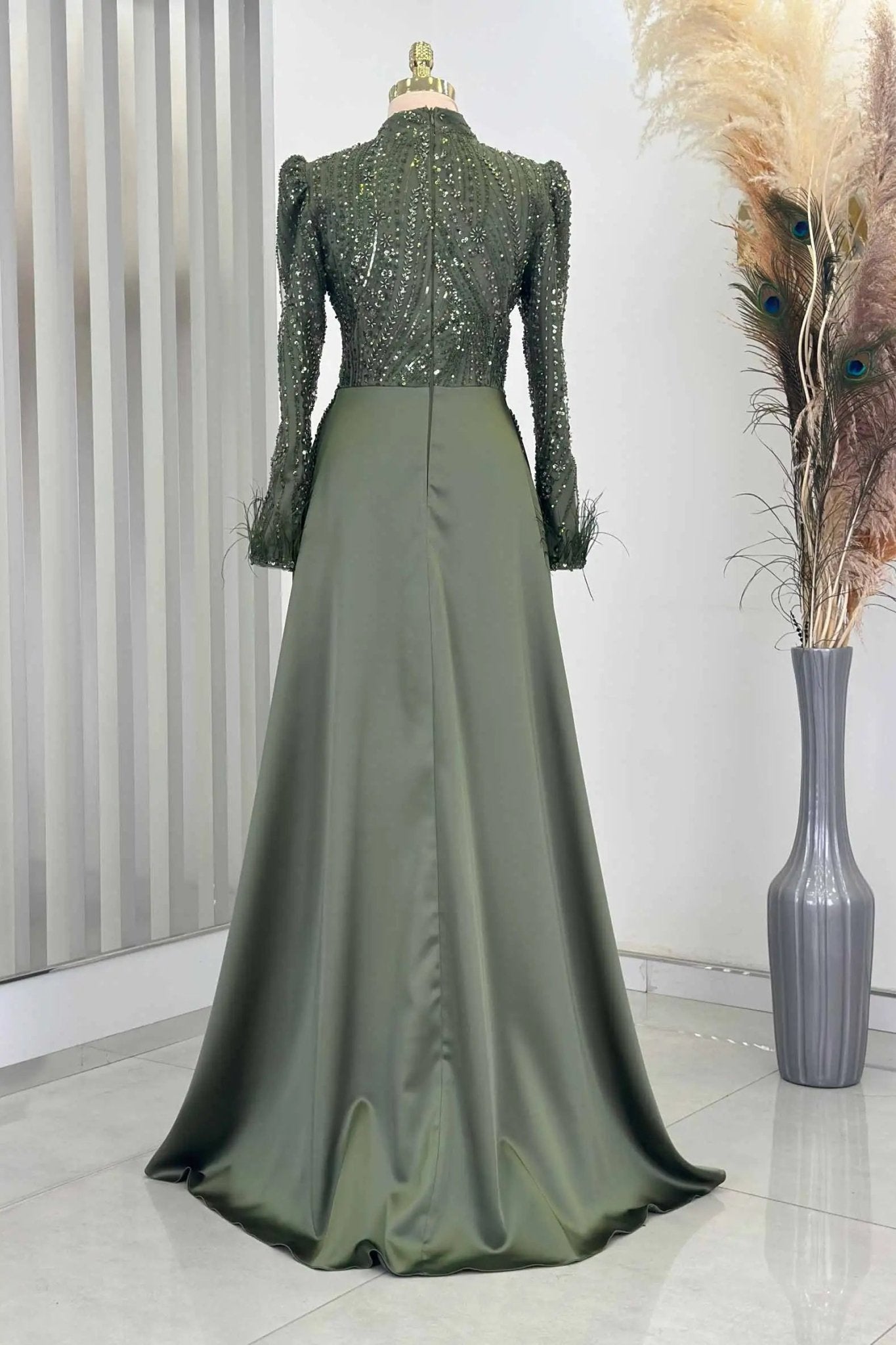 Sherry Tesettür Abiye - FioraofDress - tesettur - abiye - HAKİ - 38 - hijab - evening - dress