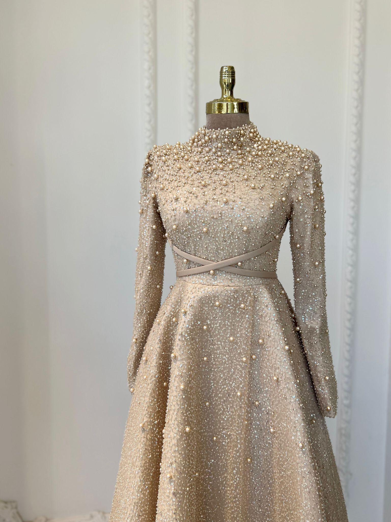 Sirius Tesettür Abiye - Bej - FioraofDress - tesettur - abiye - 48 - BEJ - hijab - evening - dress