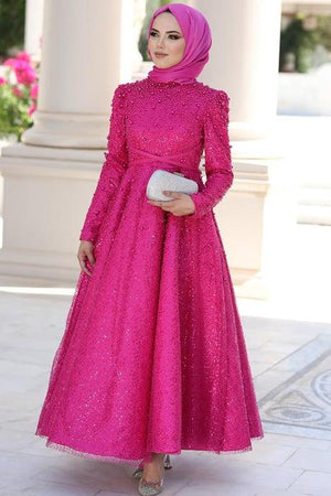 Sirius Tesettür Abiye - FioraofDress - tesettur - abiye - 48 - FUŞYA - hijab - evening - dress
