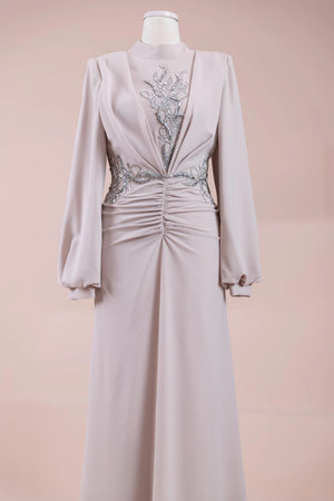 Siva Tesettür Abiye - FioraofDress - tesettur - abiye - BEJ - 38 - hijab - evening - dress