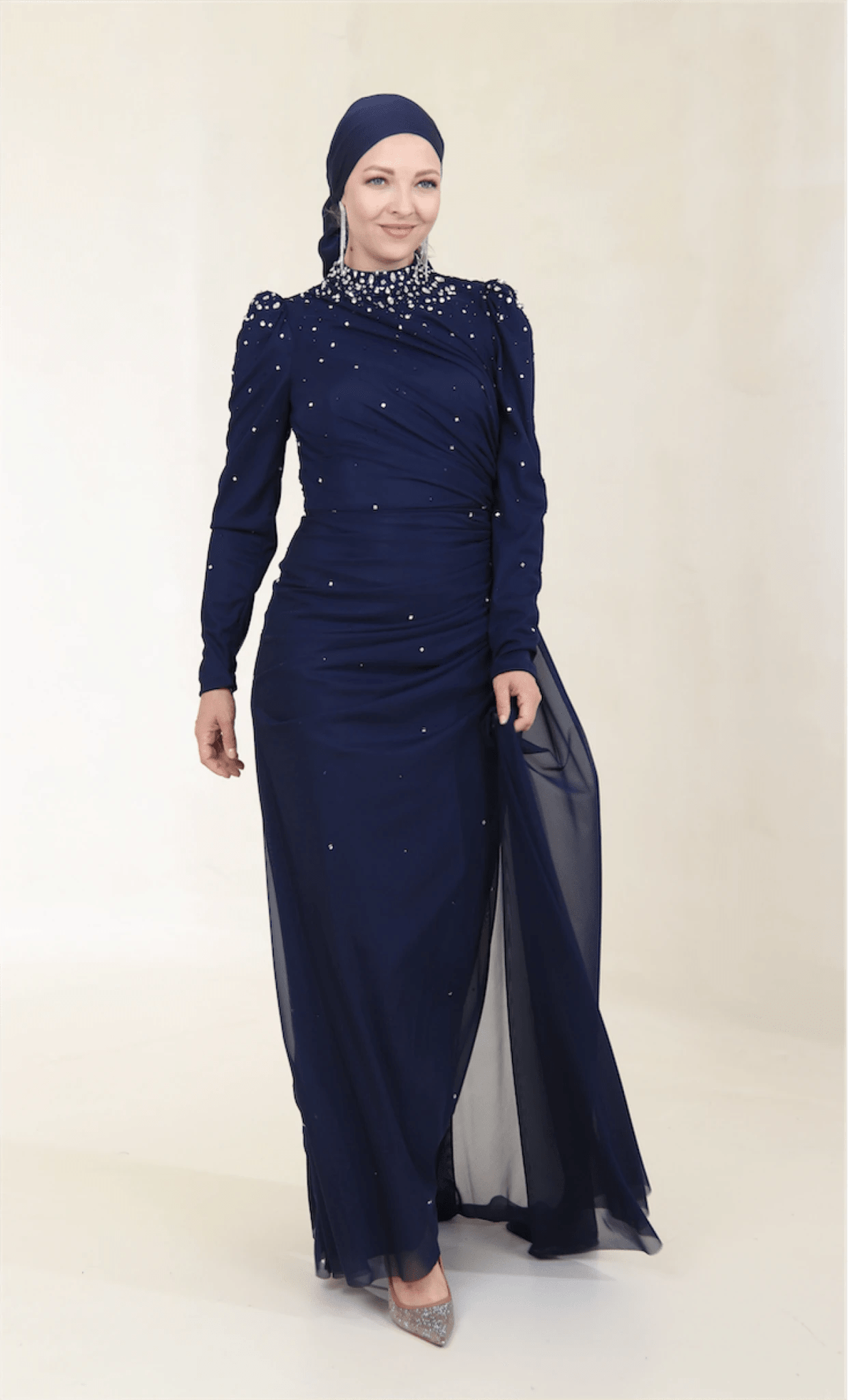 Stoneart Tesettür Abiye - FioraofDress - tesettur - abiye - 44 - lacivert - hijab - evening - dress