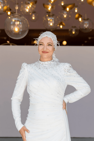 Stoneart Tesettür Abiye - FioraofDress - tesettur - abiye - 44 - Ekru - hijab - evening - dress