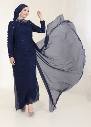 Stoneart Tesettür Abiye - FioraofDress - tesettur - abiye - 44 - lacivert - hijab - evening - dress