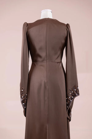 Sue Tesettür Abiye - FioraofDress - tesettur - abiye - Mocha - 38 - hijab - evening - dress