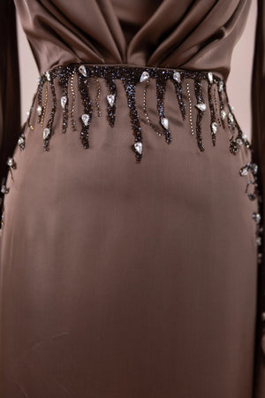 Sue Tesettür Abiye - FioraofDress - tesettur - abiye - Mocha - 38 - hijab - evening - dress