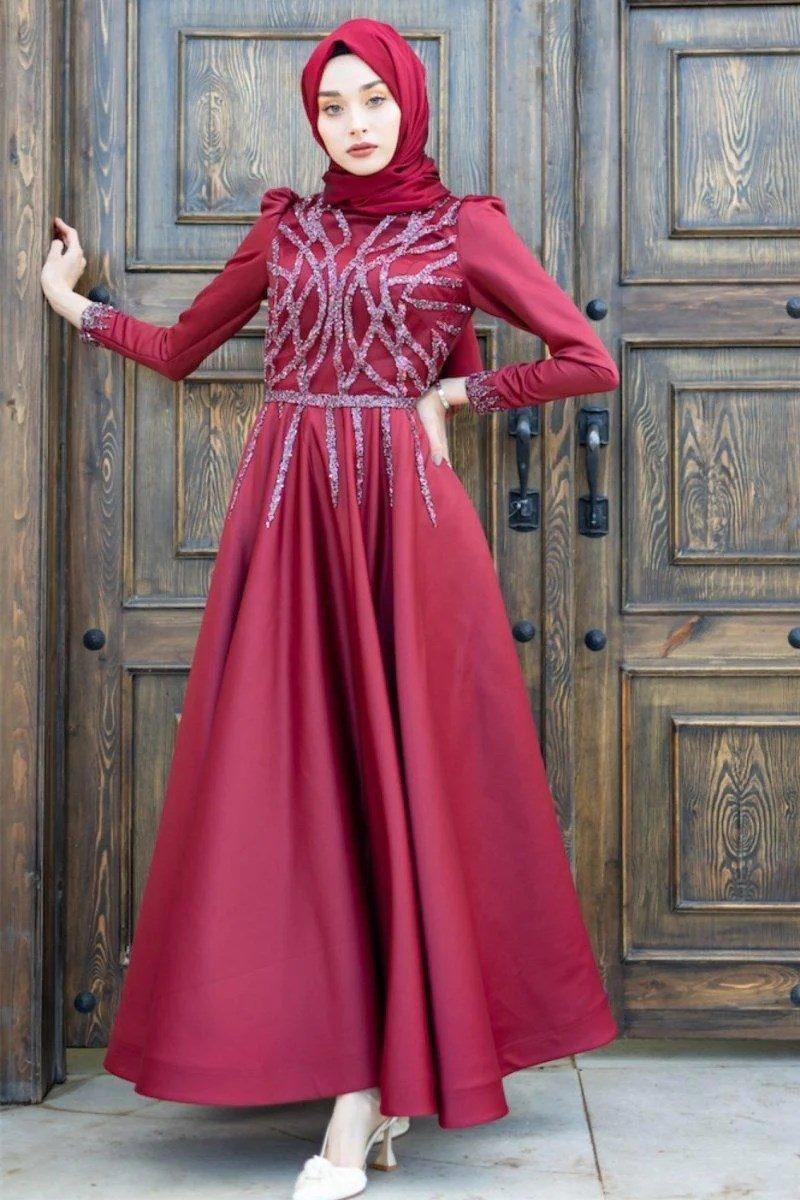 Suyolu işlemeli Tesettür Abiye - FioraofDress - tesettur - abiye - 40 - hijab - evening - dress