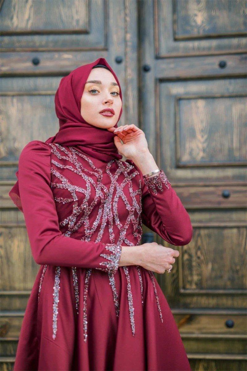 Suyolu işlemeli Tesettür Abiye - FioraofDress - tesettur - abiye - 40 - hijab - evening - dress