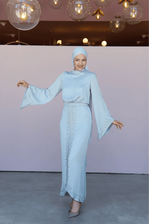 Thai Tesettür Abiye - Su Yeşili - FioraofDress - tesettur - abiye - 44 - Bebe Mavisi - hijab - evening - dress