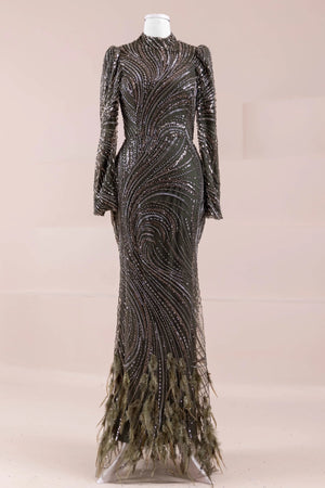 Tira Tesettür Abiye - FioraofDress - tesettur - abiye - HAKİ - 38 - hijab - evening - dress