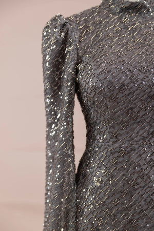 Tula Tesettür Abiye - FioraofDress - tesettur - abiye - gri - 38 - hijab - evening - dress