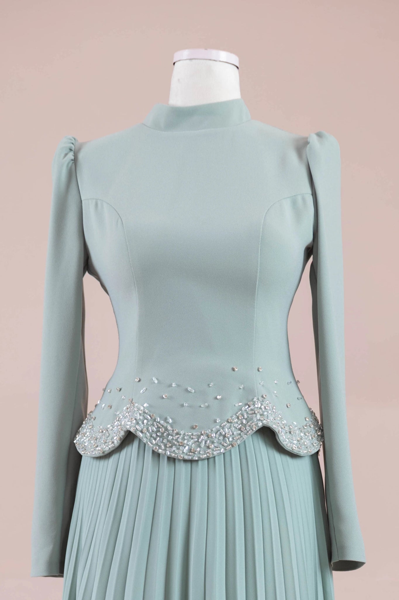 Velor Tesettur Abiye - FioraofDress - tesettur - abiye - mint yeşili - 38 - hijab - evening - dress