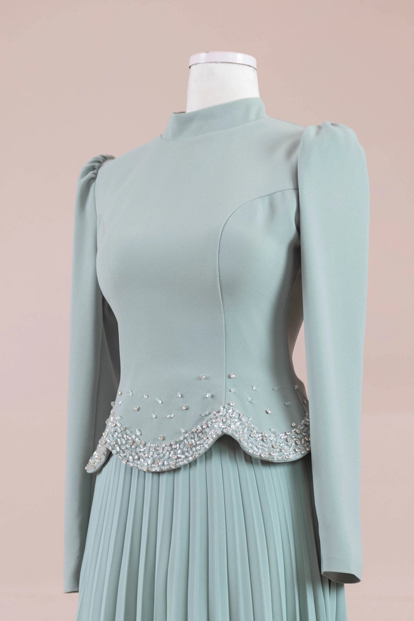 Velor Tesettur Abiye - FioraofDress - tesettur - abiye - mint yeşili - 38 - hijab - evening - dress