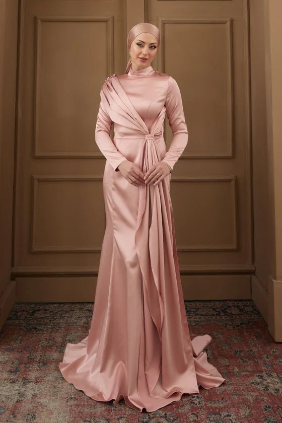 Vesna Tesettür Abiye - FioraofDress - tesettur - abiye - 36 - Pudra - hijab - evening - dress