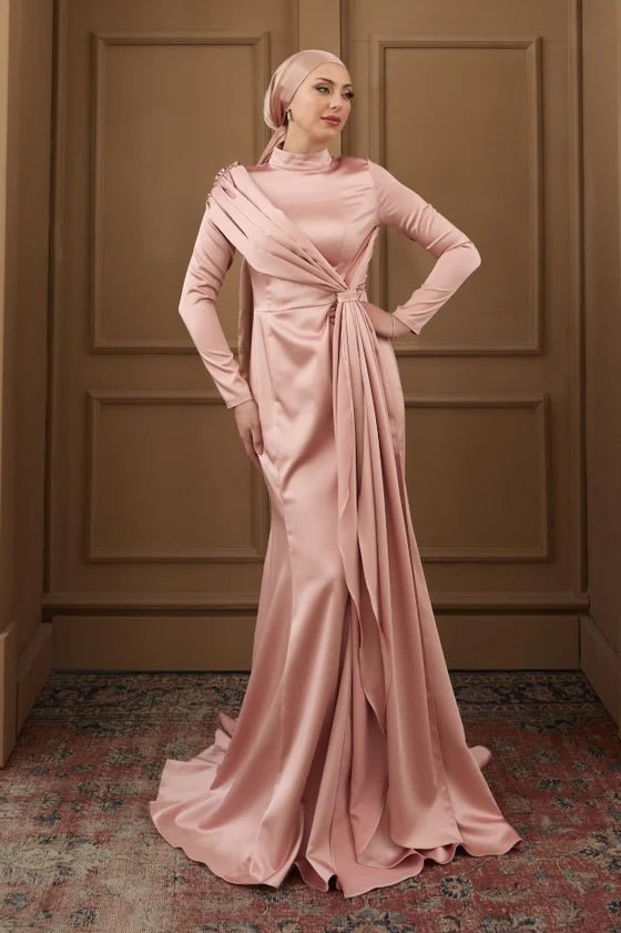 Vesna Tesettür Abiye - FioraofDress - tesettur - abiye - 36 - Pudra - hijab - evening - dress